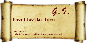 Gavrilovits Imre névjegykártya